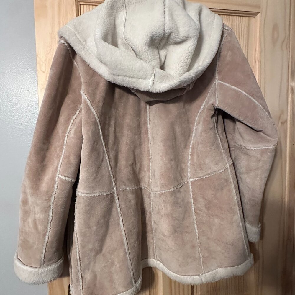 Cream Beige Suede Leather Jacket Size Small